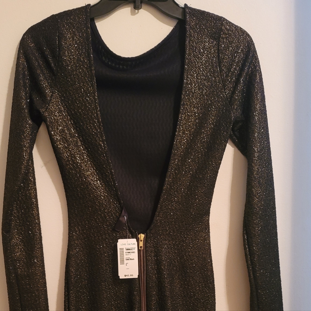 Bodycon Dress, Black and Gold